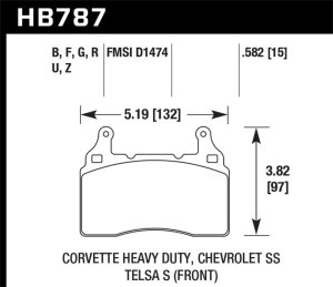 Chevrolet Corvette Brake Pads - Front - Hawk Performance - DTC-60 - `15-`17
